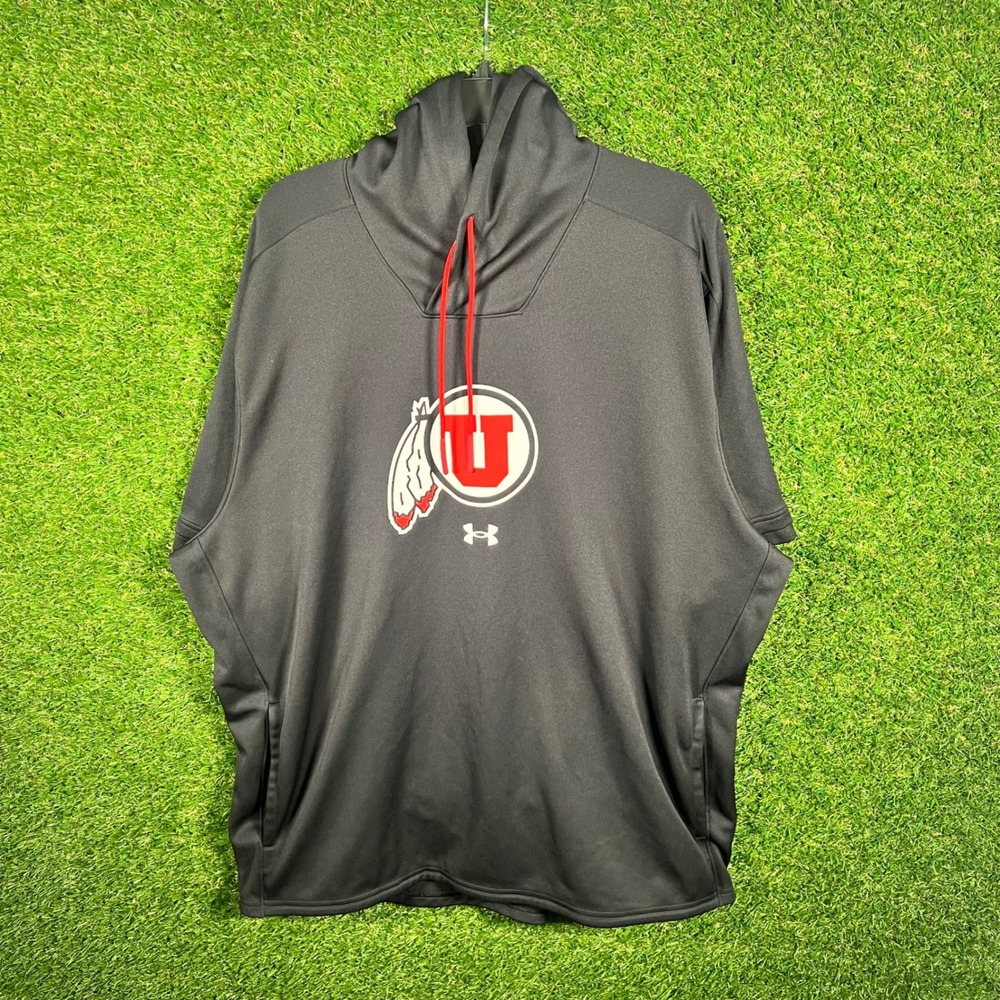 Under Armour Utah Utes NCAA Hoodie Mens XXL Black Number 12 short sleeve